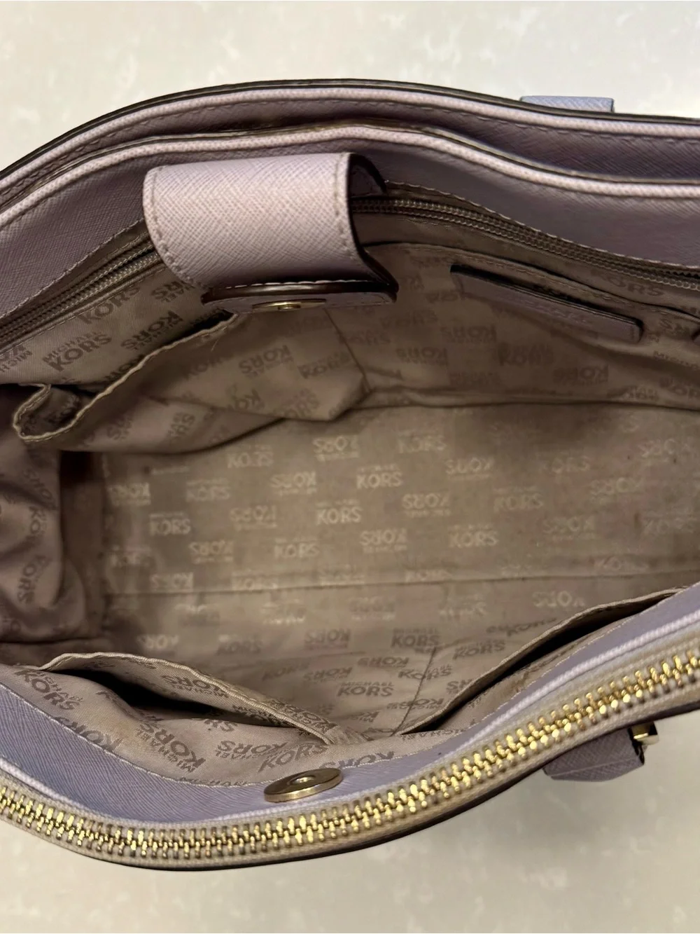 Michael Kors Kellen Medium Lavender Saffiano Leather Satchel